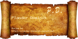 Plander Dominik névjegykártya